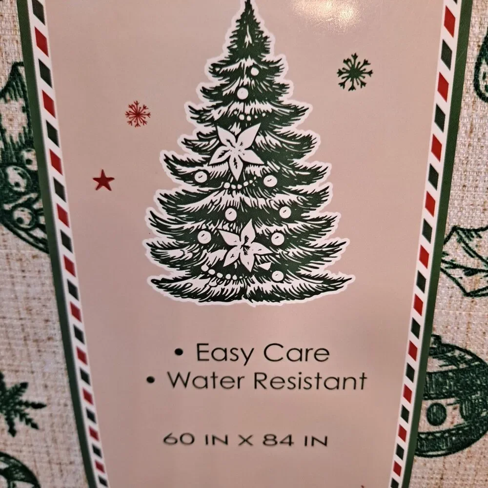 Holly Toile Christmas Tablecloth 60